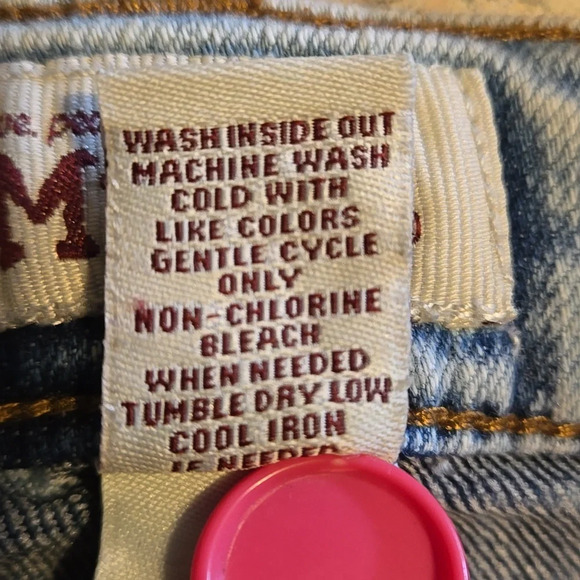 Mudd Acid Wash Blue Skinny 5-pkt Jeans Embroidered Back Pkt Women size 0 (zero) - Picture 10 of 13